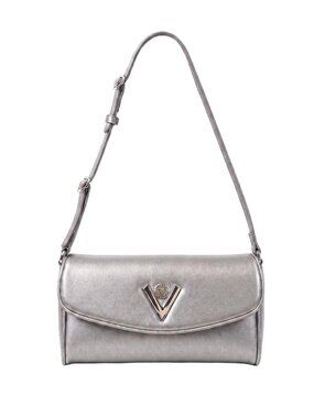Valentino Orlandi Florentine Silver Metallic Flap Shoulder Bag VOSB-029 NWT